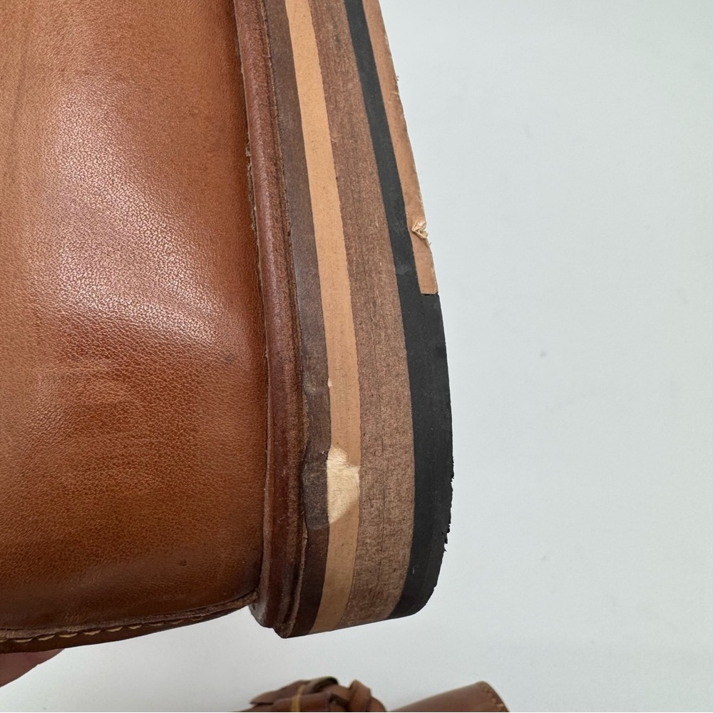 Walk London Tan Brown Leather Tassel Loafer Size 11 - Picture 10 of 14
